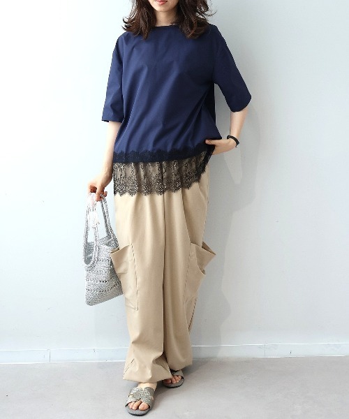 leswel（レスウェル）の「【M/L】レースヘムブラウス（シャツ/ブラウス・レディース・ラベンダー/ネイビー/ダークブラウン・M/L）」の12枚目の写真