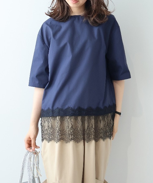 leswel（レスウェル）の「【M/L】レースヘムブラウス（シャツ/ブラウス・レディース・ラベンダー/ネイビー/ダークブラウン・M/L）」の14枚目の写真