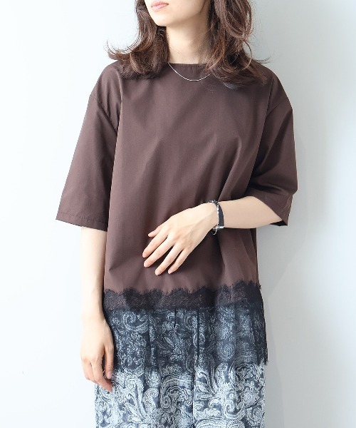 leswel（レスウェル）の「【M/L】レースヘムブラウス（シャツ/ブラウス・レディース・ラベンダー/ネイビー/ダークブラウン・M/L）」の17枚目の写真
