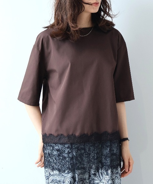 leswel（レスウェル）の「【M/L】レースヘムブラウス（シャツ/ブラウス・レディース・ラベンダー/ネイビー/ダークブラウン・M/L）」の18枚目の写真