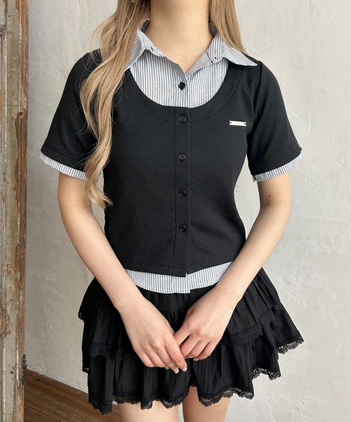 PHILLY(フィリー)の「カーデレイヤードストライプシャツ(Tシャツ/カットソー・レディース・グレー/ブラック・FREE)」の11枚目の写真