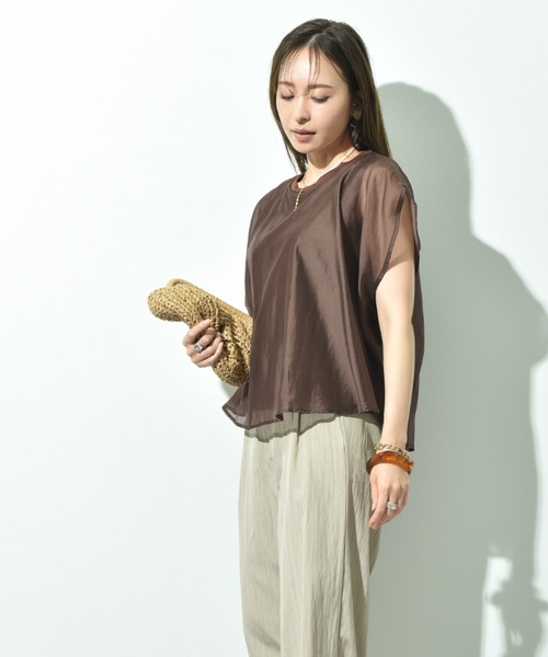 INTERPLANET(インタープラネット)の「シアーカットドッキングプルオーバー(Tシャツ/カットソー・レディース・オフホワイト/ブラウン/ブラック・FREE)」の9枚目の写真