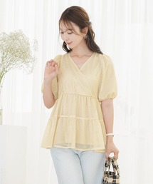 2WAY フラワー 襟 カット トップス le reve vaniller（Tシャツ