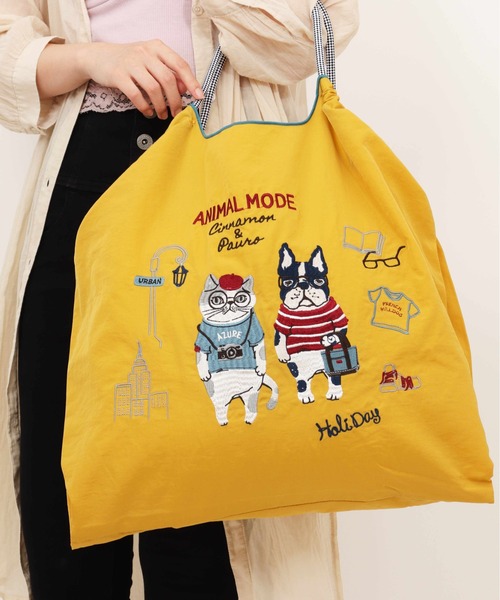 BACKYARD FAMILY(バックヤードファミリー)の「撥水加工 刺繍ワッシャーバッグ(トートバッグ・レディース・グレー/ブラック/オフホワイト/ブルー/マスタード/ブルーグリーン・FREE)」の10枚目の写真