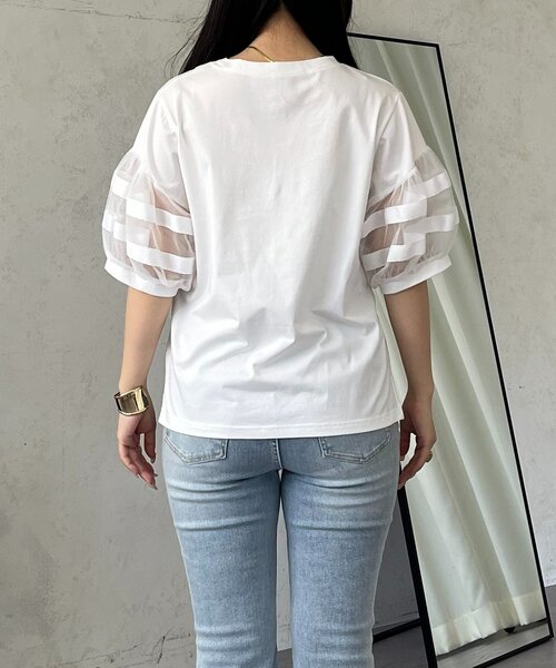 prose verse(プロズヴェール)の「袖ボリュームチュールTシャツ(Tシャツ/カットソー・レディース・ブラック/オフホワイト・MEDIUM/LARGE)」の10枚目の写真