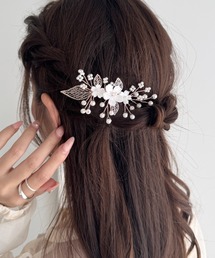 iso（イソ）の「リーフフラワーパールヘアクリップ（バレッタ/ヘアクリップ）」