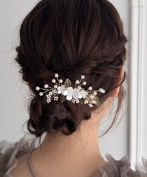 iso（イソ）の「リーフフラワーパールヘアクリップ（バレッタ/ヘアクリップ）」