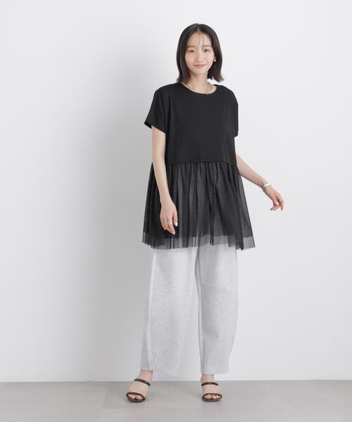 NANO universe(ナノユニバース)の「チュールドッキングカットトップス(Tシャツ/カットソー・レディース・ブラック/ホワイト/モカ・FREE)」の18枚目の写真