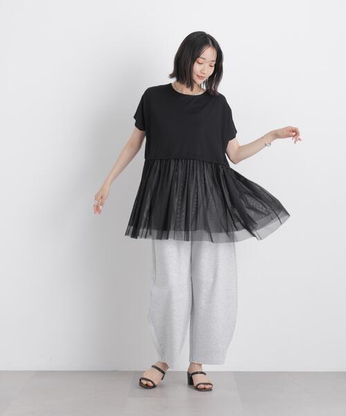 NANO universe(ナノユニバース)の「チュールドッキングカットトップス(Tシャツ/カットソー・レディース・ブラック/ホワイト/モカ・FREE)」の19枚目の写真