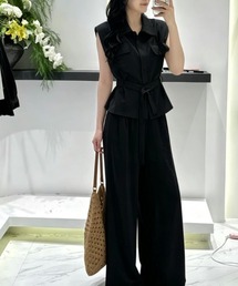 ノースリーブトップスワイドパンツセットアップ