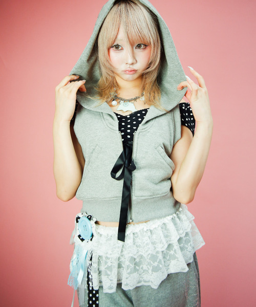 GALFY（ガルフィー）の「『GALFY/ガルフィー』キラ☆FANCYフーディー【Z】（パーカー・レディース・ブラック/グレー/ピンク・FREE）」の2枚目の写真