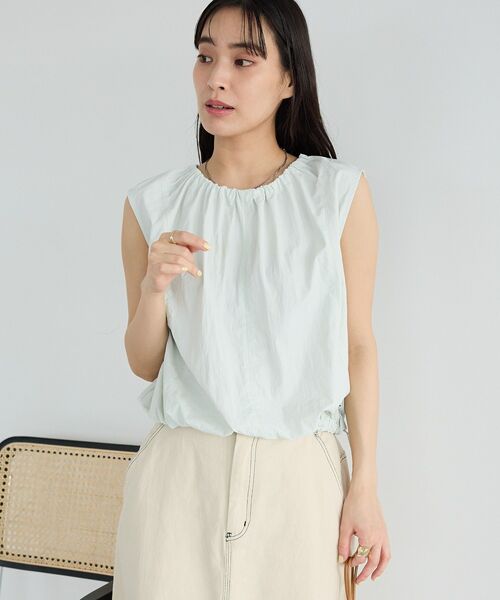 CRAFT STANDARD BOUTIQUE(クラフトスタンダードブティック)の「バルーンノースリーブブラウス(シャツ/ブラウス・レディース・ライトグレー/グレー・FREE)」の1枚目の写真
