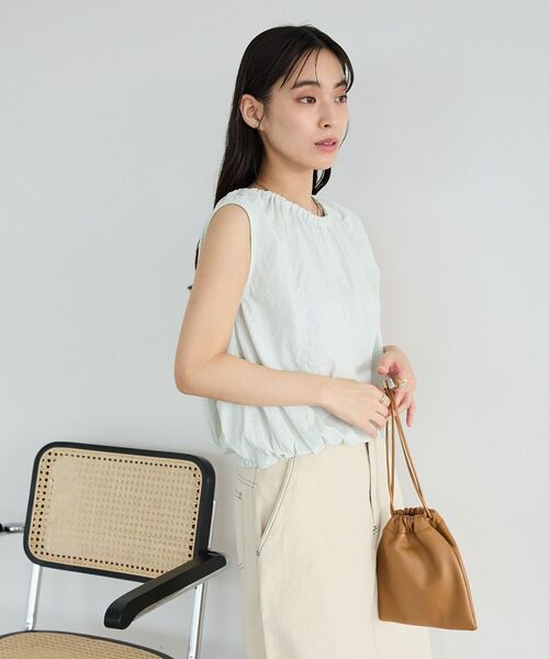 CRAFT STANDARD BOUTIQUE(クラフトスタンダードブティック)の「バルーンノースリーブブラウス(シャツ/ブラウス・レディース・ライトグレー/グレー・FREE)」の5枚目の写真