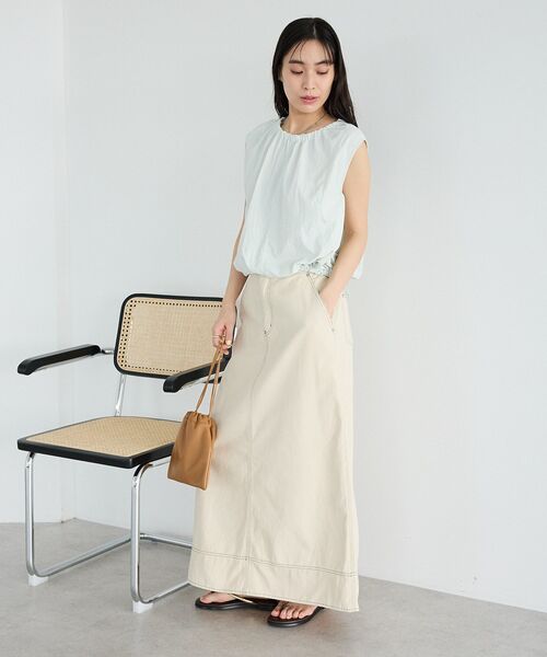CRAFT STANDARD BOUTIQUE(クラフトスタンダードブティック)の「バルーンノースリーブブラウス(シャツ/ブラウス・レディース・ライトグレー/グレー・FREE)」の9枚目の写真