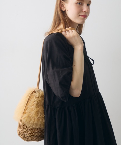 Crisp(クリスプ)の「frill drawstring bag / フリルドローストリングバッグ(かごバッグ・レディース・ブラック/ベージュ・FREE)」の10枚目の写真