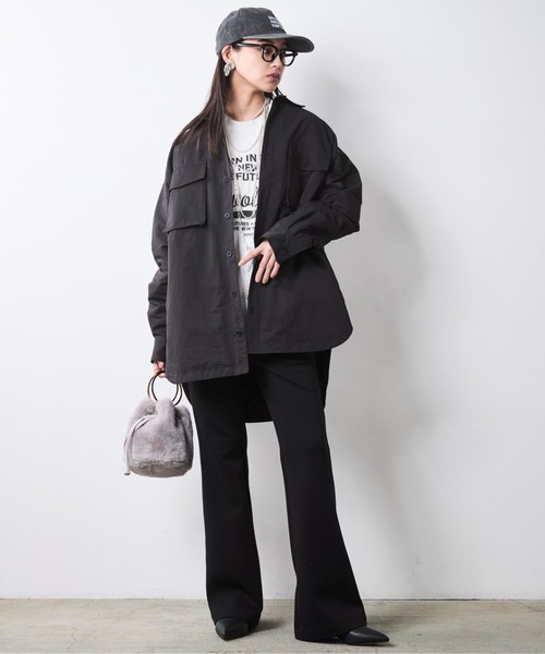 CHIC STYLE（シックスタイル）の「シャツブルゾン＜大きいサイズ有＞シックスタイル（ブルゾン・レディース・ベージュ系/ブラック・LL/L/M/5L/4L/3L）」の14枚目の写真