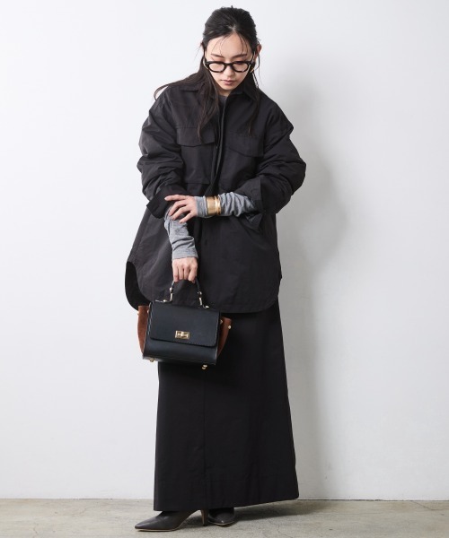 CHIC STYLE（シックスタイル）の「シャツブルゾン＜大きいサイズ有＞シックスタイル（ブルゾン・レディース・ベージュ系/ブラック・LL/L/M/5L/4L/3L）」の19枚目の写真