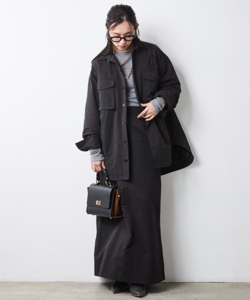 CHIC STYLE（シックスタイル）の「シャツブルゾン＜大きいサイズ有＞シックスタイル（ブルゾン・レディース・ベージュ系/ブラック・LL/L/M/5L/4L/3L）」の9枚目の写真