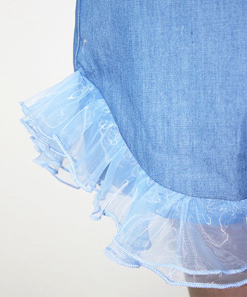 MICOAMERI（ミコアメリ）の「ライトデニムフリルショートパンツ（デニムパンツ・レディース・インディゴブルー/グレー/ブルー・FREE）」の11枚目の写真