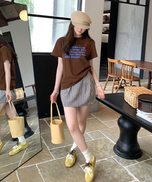 LAC-VERT(ラック・ヴェール)の「カラフル配色ロゴTシャツ(Tシャツ/カットソー・レディース・ブラウン/ピンク・FREE)」の5枚目の写真