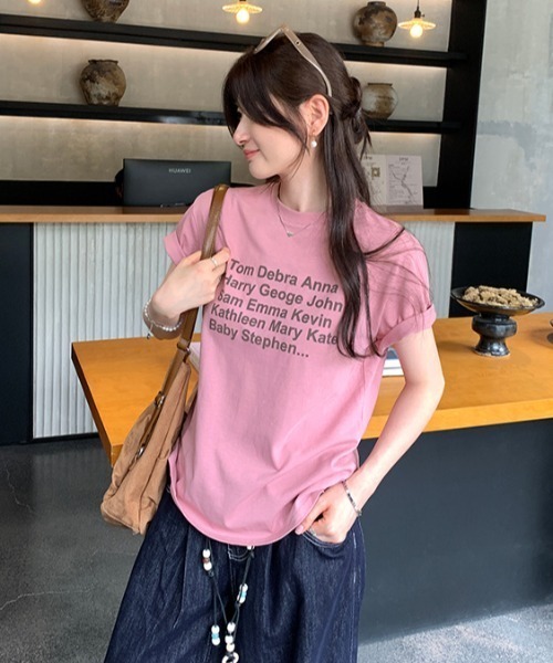 LAC-VERT(ラック・ヴェール)の「カラフル配色ロゴTシャツ(Tシャツ/カットソー・レディース・ブラウン/ピンク・FREE)」の9枚目の写真