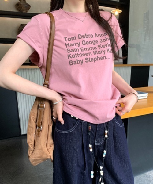 LAC-VERT(ラック・ヴェール)の「カラフル配色ロゴTシャツ(Tシャツ/カットソー・レディース・ブラウン/ピンク・FREE)」の6枚目の写真