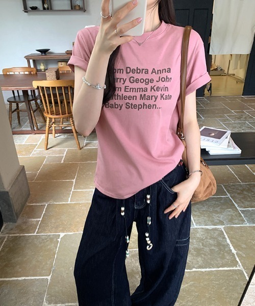 LAC-VERT(ラック・ヴェール)の「カラフル配色ロゴTシャツ(Tシャツ/カットソー・レディース・ブラウン/ピンク・FREE)」の8枚目の写真
