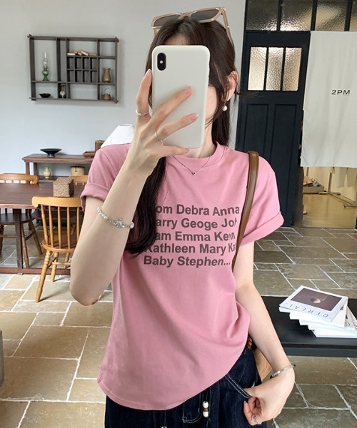 LAC-VERT(ラック・ヴェール)の「カラフル配色ロゴTシャツ(Tシャツ/カットソー・レディース・ブラウン/ピンク・FREE)」の7枚目の写真