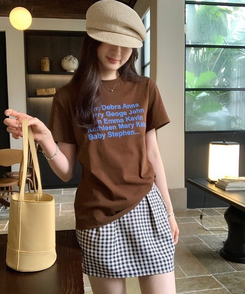 LAC-VERT(ラック・ヴェール)の「カラフル配色ロゴTシャツ(Tシャツ/カットソー・レディース・ブラウン/ピンク・FREE)」の4枚目の写真