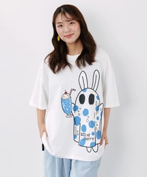 362124：クリームソーダおばけウサギ柄Tシャツ