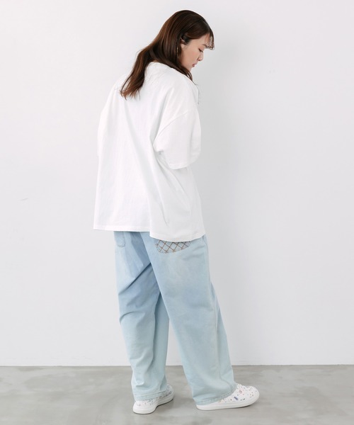 ScoLar Parity(スカラーパリティ)の「362124:クリームソーダおばけウサギ柄Tシャツ(Tシャツ/カットソー・レディース・チャコールグレー/サックスブルー/オフホワイト・M)」の8枚目の写真