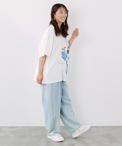 ScoLar Parity(スカラーパリティ)の「362124:クリームソーダおばけウサギ柄Tシャツ(Tシャツ/カットソー・レディース・チャコールグレー/サックスブルー/オフホワイト・M)」の9枚目の写真
