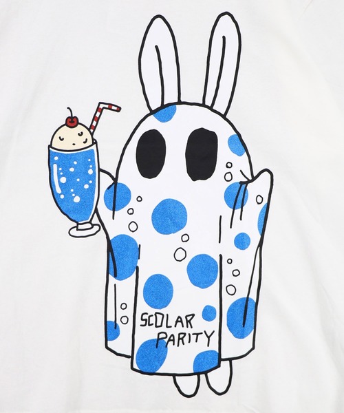 ScoLar Parity(スカラーパリティ)の「362124:クリームソーダおばけウサギ柄Tシャツ(Tシャツ/カットソー・レディース・チャコールグレー/サックスブルー/オフホワイト・M)」の12枚目の写真