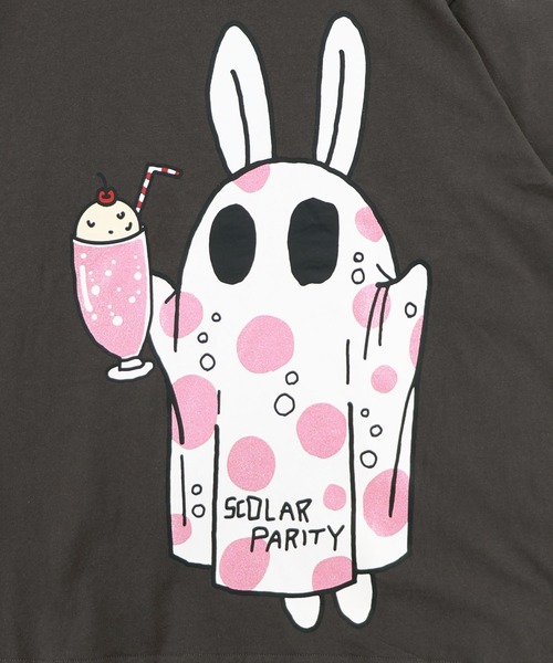 ScoLar Parity(スカラーパリティ)の「362124:クリームソーダおばけウサギ柄Tシャツ(Tシャツ/カットソー・レディース・チャコールグレー/サックスブルー/オフホワイト・M)」の13枚目の写真