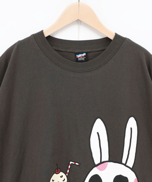 ScoLar Parity(スカラーパリティ)の「362124:クリームソーダおばけウサギ柄Tシャツ(Tシャツ/カットソー・レディース・チャコールグレー/サックスブルー/オフホワイト・M)」の15枚目の写真