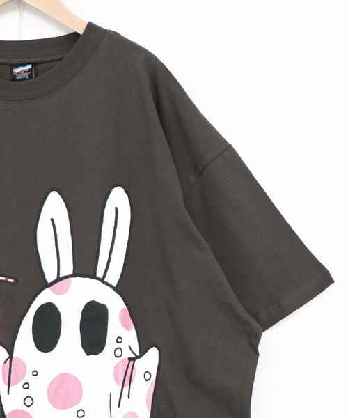 ScoLar Parity(スカラーパリティ)の「362124:クリームソーダおばけウサギ柄Tシャツ(Tシャツ/カットソー・レディース・チャコールグレー/サックスブルー/オフホワイト・M)」の16枚目の写真