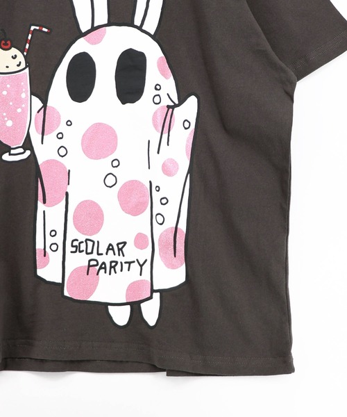 ScoLar Parity(スカラーパリティ)の「362124:クリームソーダおばけウサギ柄Tシャツ(Tシャツ/カットソー・レディース・チャコールグレー/サックスブルー/オフホワイト・M)」の17枚目の写真