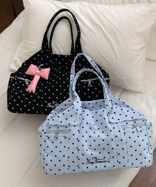 LYEON（リヨン）の「マルチポケットドット柄ボストンバッグ/BIGショルダーバッグ（ショルダーバッグ・レディース・ブラック/ブルー/オフホワイト・FREE）」の15枚目の写真