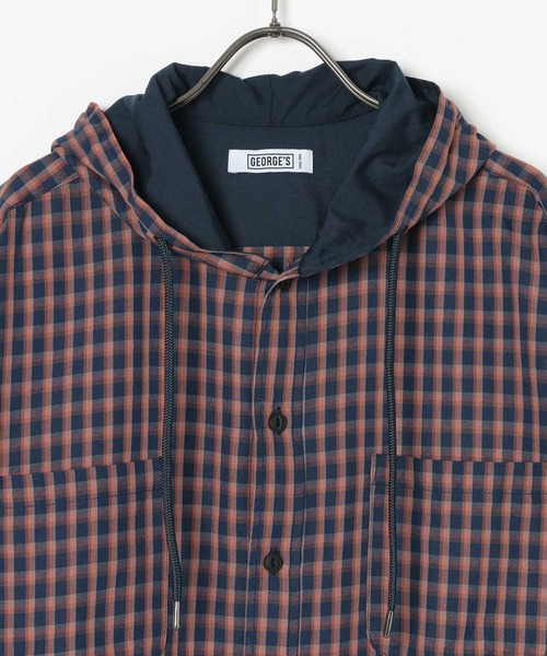 GEORGE'S（ジョージズ）の「チェックドローコードシャツパーカー（パーカー・メンズ・ネイビー/ベージュ・LARGE/MEDIUM）」の21枚目の写真
