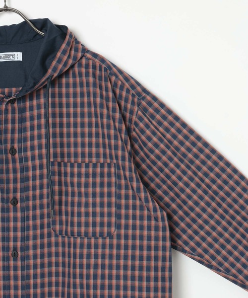 GEORGE'S（ジョージズ）の「チェックドローコードシャツパーカー（パーカー・メンズ・ネイビー/ベージュ・LARGE/MEDIUM）」の22枚目の写真