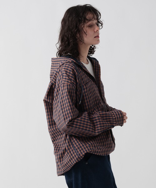 GEORGE'S（ジョージズ）の「チェックドローコードシャツパーカー（パーカー・メンズ・ネイビー/ベージュ・LARGE/MEDIUM）」の16枚目の写真