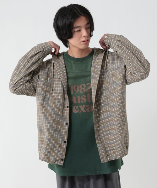GEORGE'S（ジョージズ）の「チェックドローコードシャツパーカー（パーカー・メンズ・ネイビー/ベージュ・LARGE/MEDIUM）」の7枚目の写真
