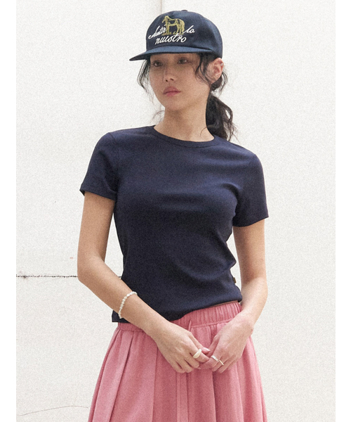 MORVE13（モルブ13）の「シグニチャーショートスリーブトップ（ネイビー）（Tシャツ/カットソー・レディース・アイボリー/スカイブルー/レッド/ネイビー/ブラック・SMALL/MEDIUM）」の6枚目の写真