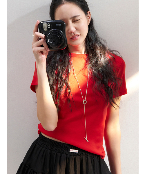 MORVE13（モルブ13）の「シグニチャーショートスリーブトップ（ネイビー）（Tシャツ/カットソー・レディース・アイボリー/スカイブルー/レッド/ネイビー/ブラック・SMALL/MEDIUM）」の7枚目の写真