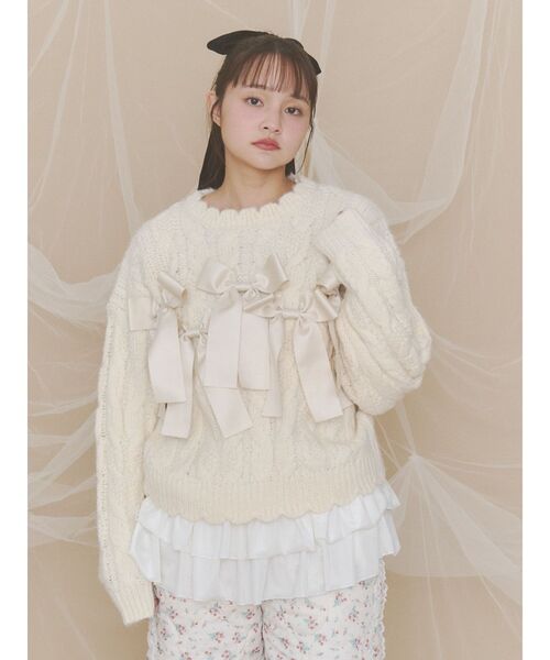 merry jenny（メリージェニー）の「ベロアペプラムティアードトップス（Tシャツ/カットソー・レディース・オフホワイト・FREE）」の5枚目の写真