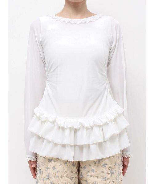 merry jenny（メリージェニー）の「ベロアペプラムティアードトップス（Tシャツ/カットソー・レディース・オフホワイト・FREE）」の12枚目の写真