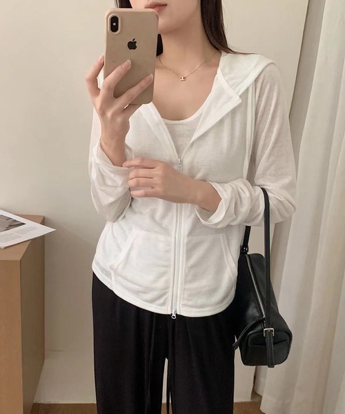 Girly Doll(ガーリードール)の「フェイクレイヤードフード付き長袖Tシャツ(その他アウター・レディース・ピンク/ホワイト/グレー・FREE)」の15枚目の写真