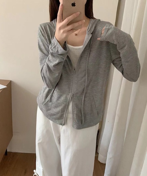 Girly Doll(ガーリードール)の「フェイクレイヤードフード付き長袖Tシャツ(その他アウター・レディース・ピンク/ホワイト/グレー・FREE)」の12枚目の写真
