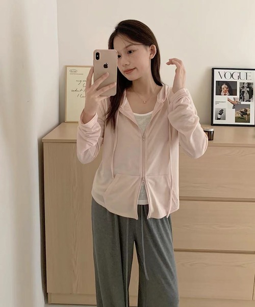 Girly Doll(ガーリードール)の「フェイクレイヤードフード付き長袖Tシャツ(その他アウター・レディース・ピンク/ホワイト/グレー・FREE)」の6枚目の写真