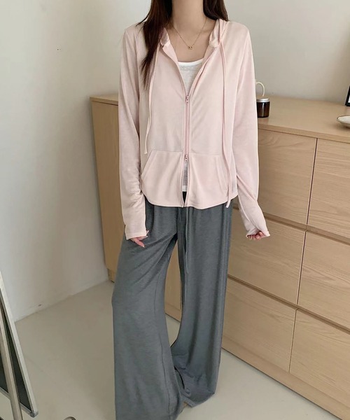 Girly Doll(ガーリードール)の「フェイクレイヤードフード付き長袖Tシャツ(その他アウター・レディース・ピンク/ホワイト/グレー・FREE)」の7枚目の写真